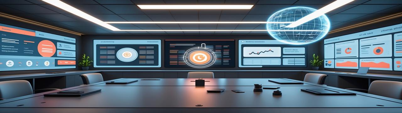 Tableau de bord marketing digital alimenté par l'intelligence artificielle dans un environnement professionnel moderne