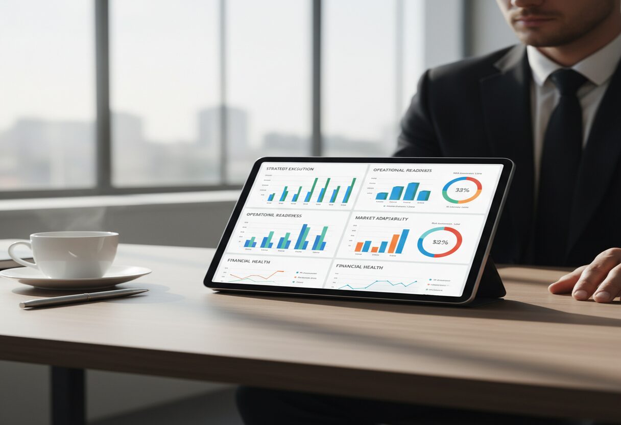 Example AI readiness scorecard with pillar ratings and heatmap