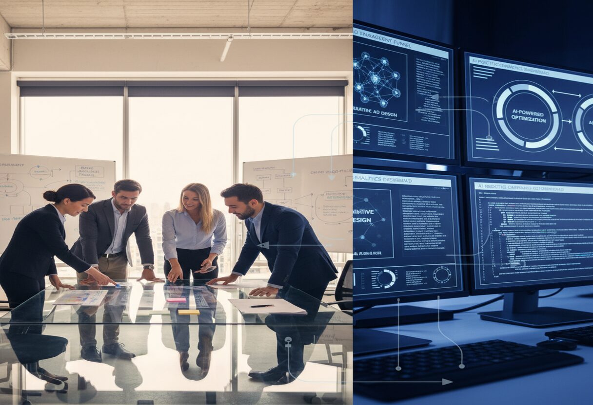 Hybrid agency model combining AI automation with human strategy