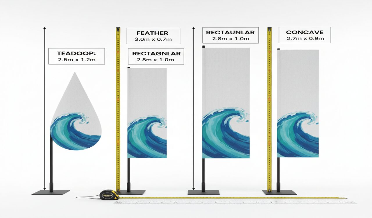 Choisir le bon format de beachflag selon l'usage, Small, Medium et Large