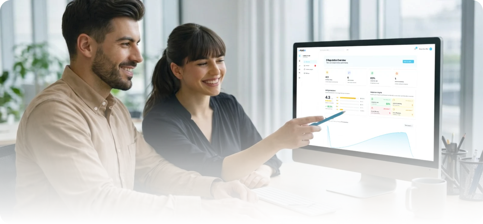 Professional using AI Reputation software
