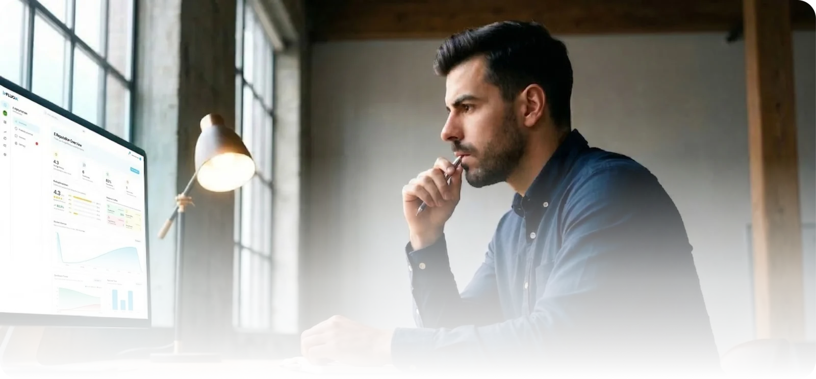 Professional using AI Reputation software
